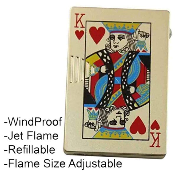 JPack Refillable Metal Slider Playing Card King/Badshah Print Windproof Jet Flame Pocket Lighter Cigarette Lighter - Image 2