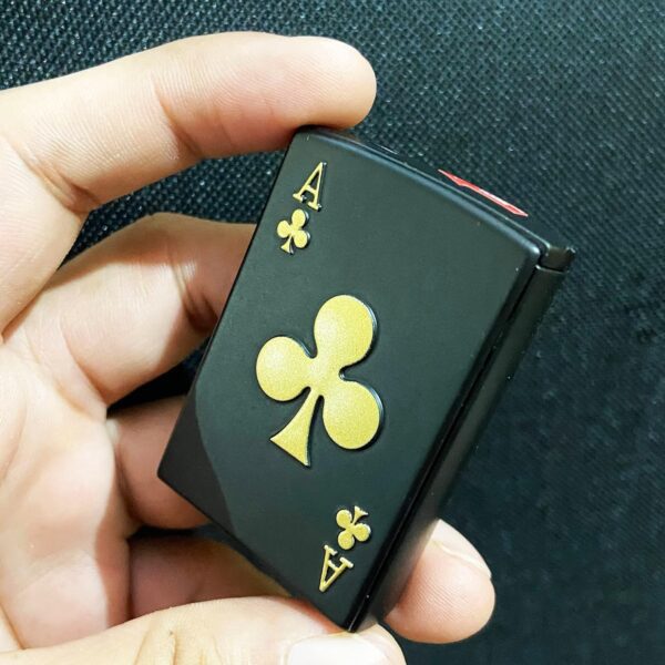 JPack Refillable Metal Side Slider Playing Card Ace of Clubs Print Windproof Jet Flame Pocket Lighter Cigarette Lighter - Image 3