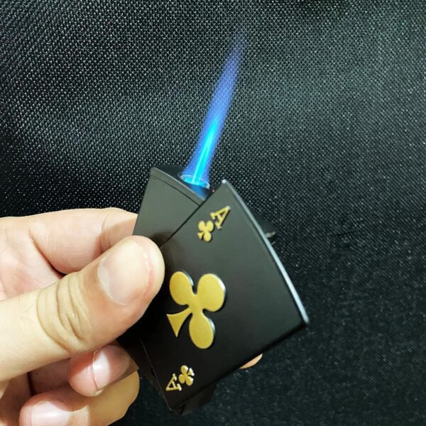 JPack Refillable Metal Side Slider Playing Card Ace of Clubs Print Windproof Jet Flame Pocket Lighter Cigarette Lighter - Image 4