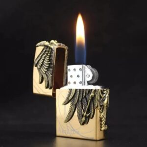 JPack Angel Design Refillable Cigarette Pocket Lighter Classic Flame Stylish Look Antique Lighter