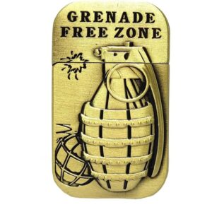 JPack Grenade Print Windproof Refillable Cigarette Pocket Lighter with Metal Finish (Golden)