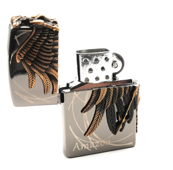 JPack Angel Print Desue Lightign Refillable Cigarette Pocket Lighter (Angel-Wings-Black) - Image 3