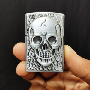 JPack Premium Essential Refillable Steel Body Slim Sleek Classy Skull Head Design Lighter