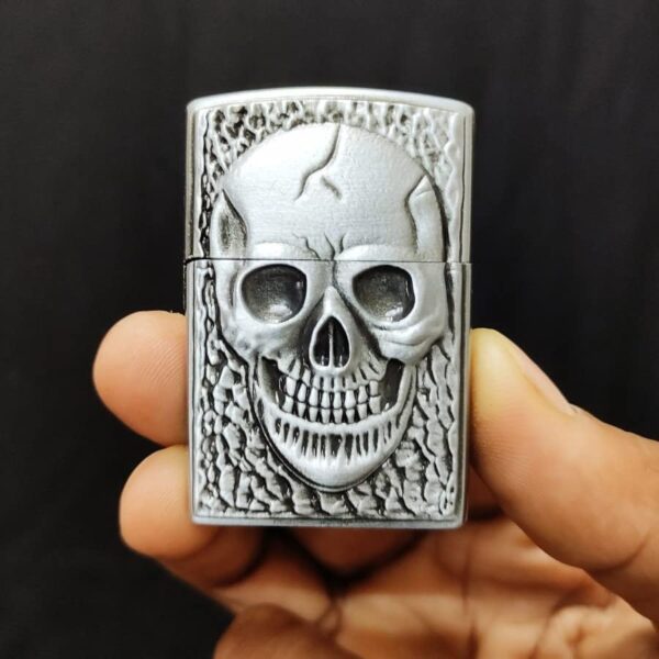 JPack Premium Essential Refillable Steel Body Slim Sleek Classy Skull Head Design Lighter
