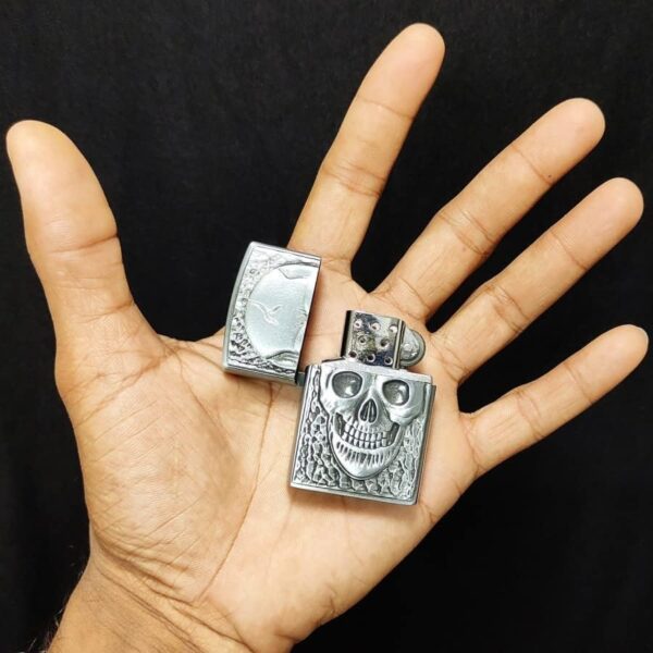 JPack Premium Essential Refillable Steel Body Slim Sleek Classy Skull Head Design Lighter - Image 3