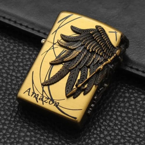 JPack Angel Design Refillable Cigarette Pocket Lighter Classic Flame Stylish Look Antique Lighter - Image 5