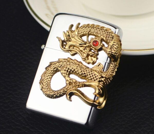 JPack Snake Dragon Shape Stylish Look Antique Cigarette Lighter Metal Body Cigar Gas Lighter - Image 3