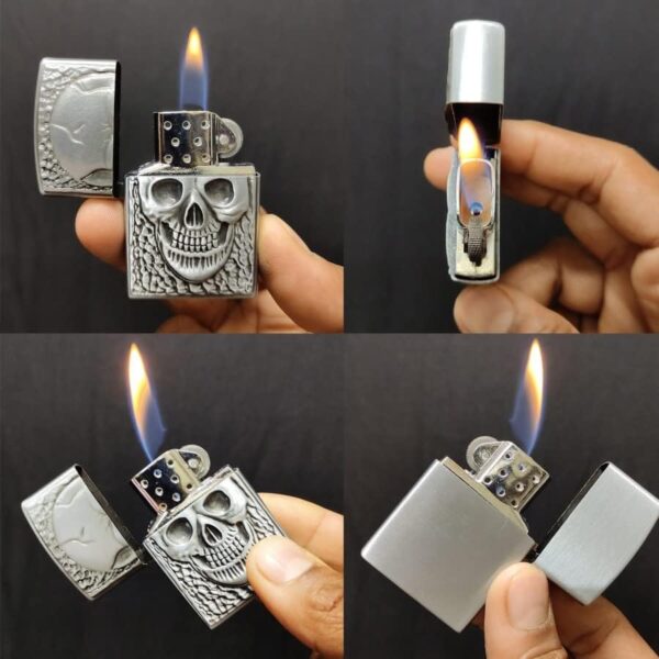 JPack Premium Essential Refillable Steel Body Slim Sleek Classy Skull Head Design Lighter - Image 4