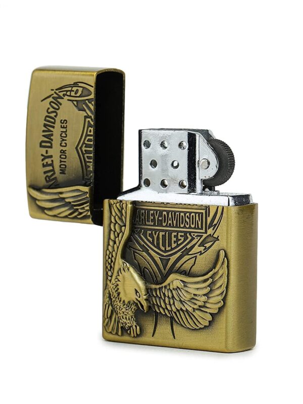 JPack Eagle Print Windproof Refillable Cigarette Pocket Lighter with Metal Finish (Gold) - Image 4