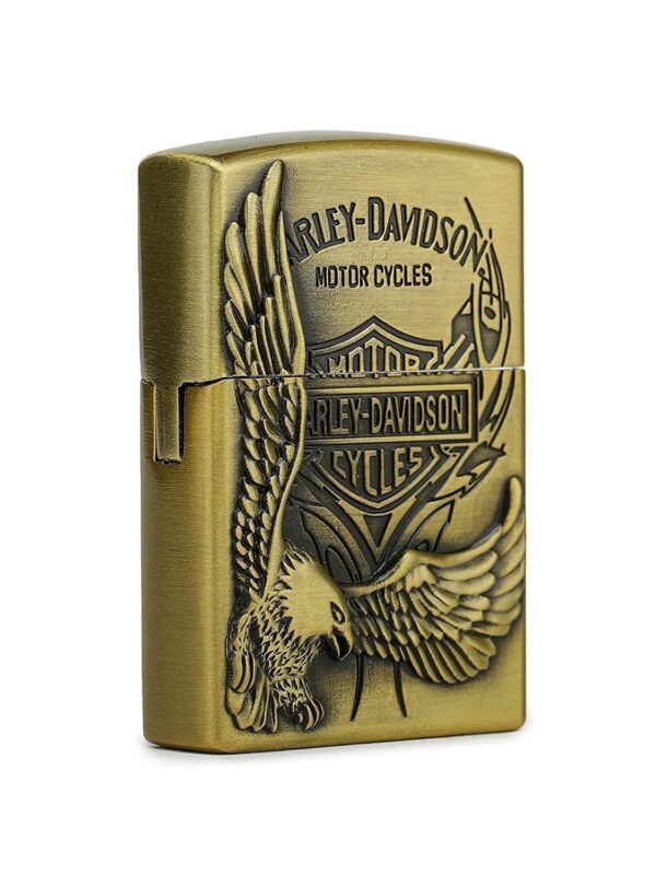 JPack Eagle Print Windproof Refillable Cigarette Pocket Lighter with Metal Finish (Gold) - Image 2