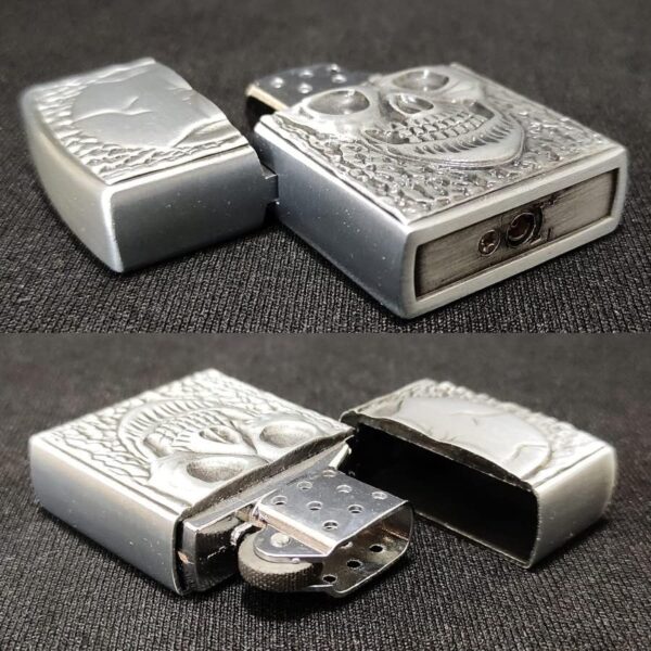 JPack Premium Essential Refillable Steel Body Slim Sleek Classy Skull Head Design Lighter - Image 5