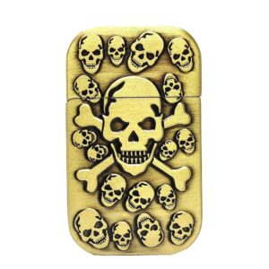 JPack Skull Print Windproof Refillable Cigarette Pocket Lighter with Metal Finish (Golden)