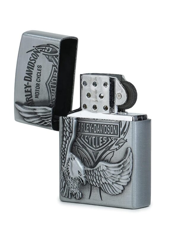 JPack Eagle Print Windproof Refillable Cigarette Pocket Lighter with Metal Finish (Silver) - Image 3