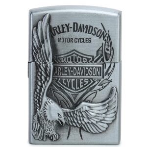 JPack Eagle Print Windproof Refillable Cigarette Pocket Lighter with Metal Finish (Silver)