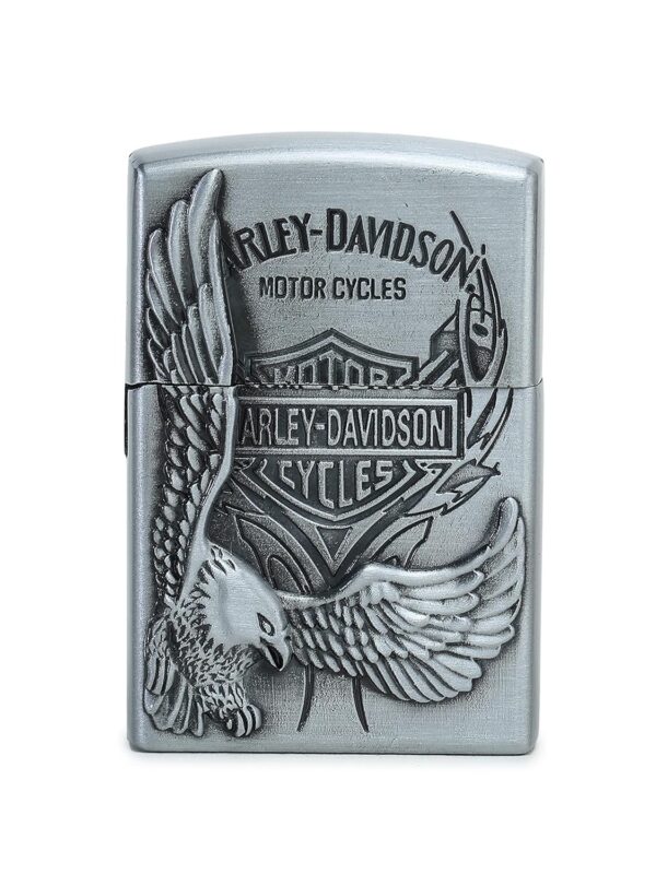 JPack Eagle Print Windproof Refillable Cigarette Pocket Lighter with Metal Finish (Silver)