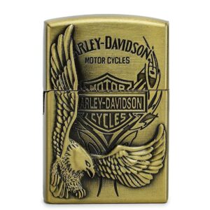 JPack Eagle Print Windproof Refillable Cigarette Pocket Lighter with Metal Finish (Gold)