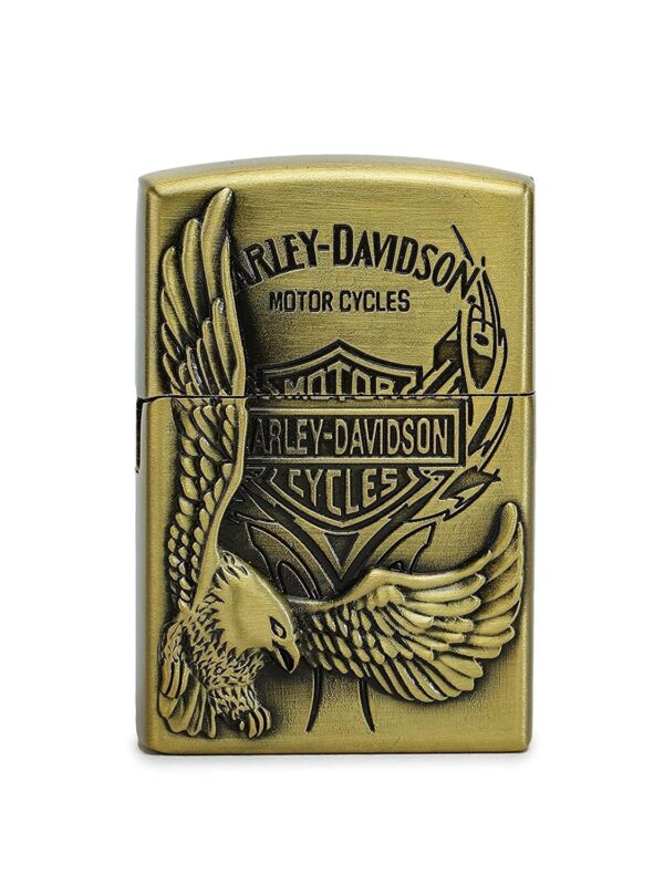JPack Eagle Print Windproof Refillable Cigarette Pocket Lighter with Metal Finish (Gold)