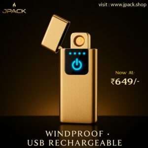 JPack Fingerprint USB Rechargeable Pocket Cigarette Lighter for Men