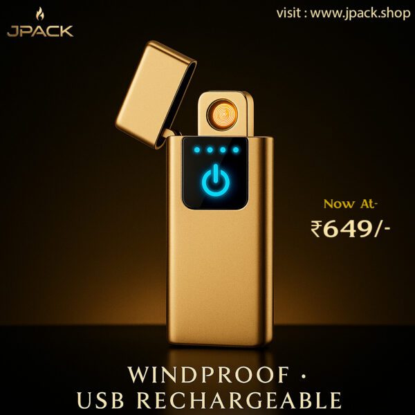 JPack Fingerprint USB Rechargeable Pocket Cigarette Lighter for Men