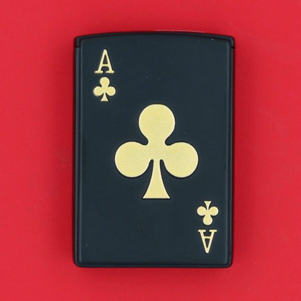 JPack Refillable Metal Side Slider Playing Card Ace of Clubs Print Windproof Jet Flame Pocket Lighter Cigarette Lighter