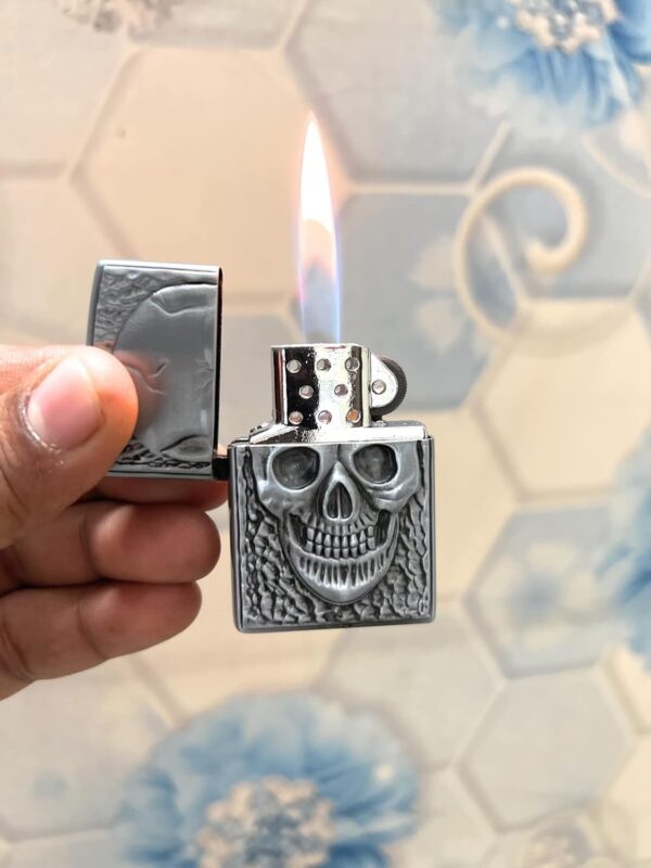 JPack Premium Essential Refillable Steel Body Slim Sleek Classy Skull Head Design Lighter - Image 2