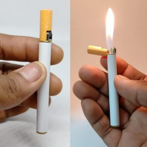 JPack Cigarette Shaped Lighter with Pencil & Round Shape Cigarette Metal, Refillable Classic Pocket Lighter Slim Design